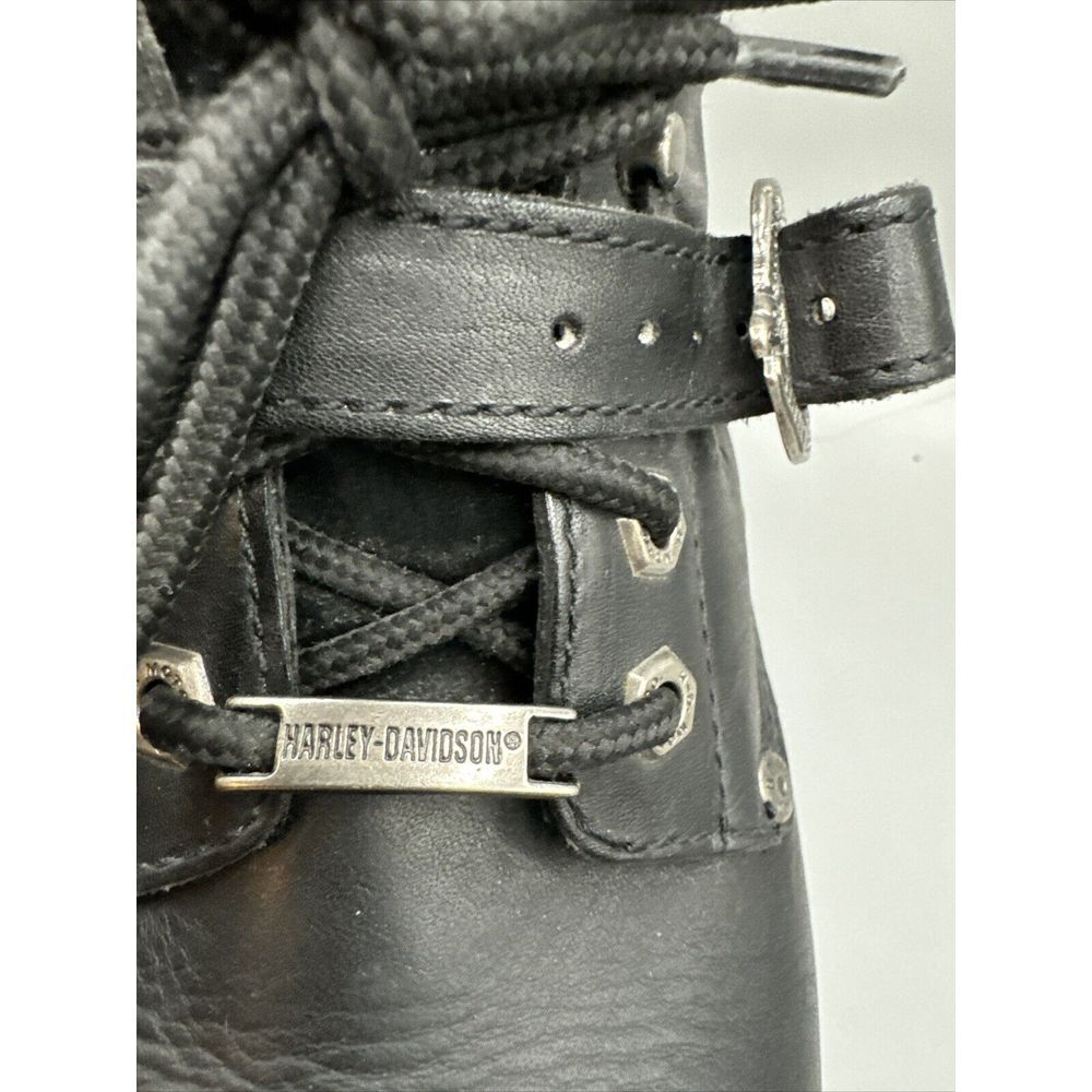 Harley Davidson Boots Men 7 1/2 Lace Up Buckle Logo Ride Moto Combat - Picture 5 of 8